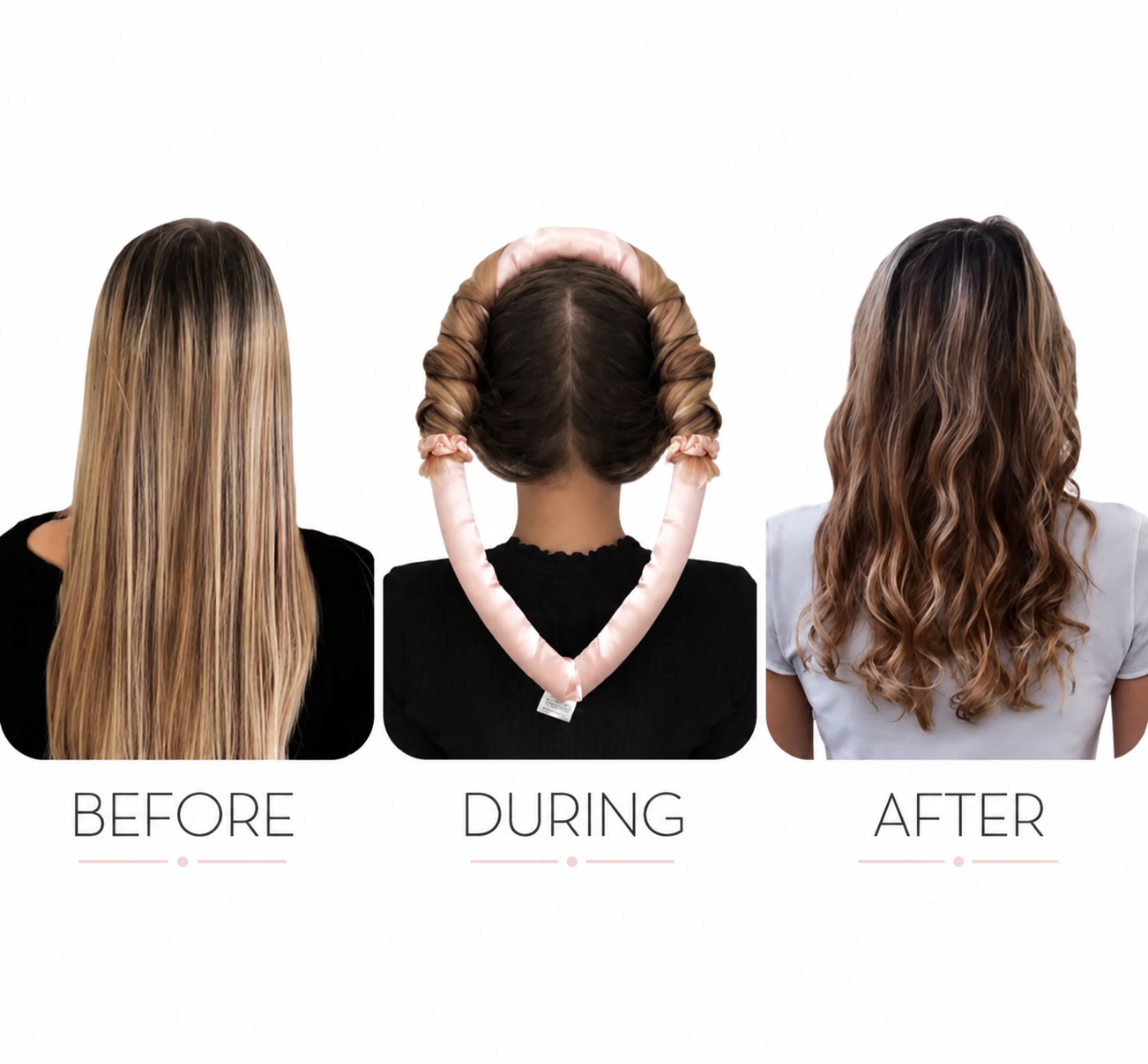 Heatless Hair Curling Ribbon Set – Overnight Soft Curling Headband