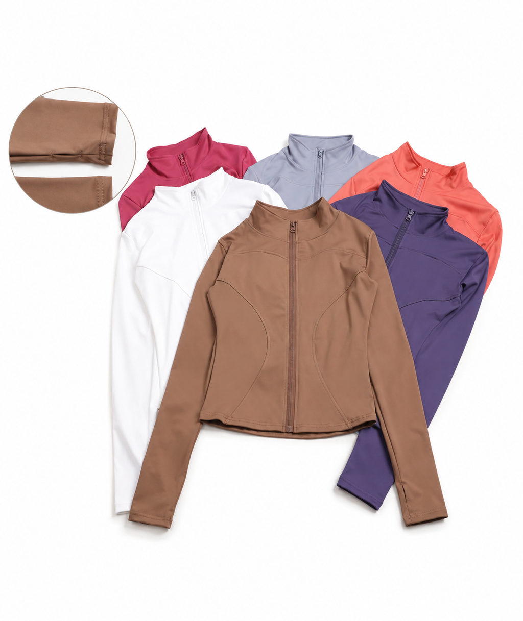 Women's Long Sleeve Zip-Up Sport Jacket - Gym, Yoga & Workout Coat