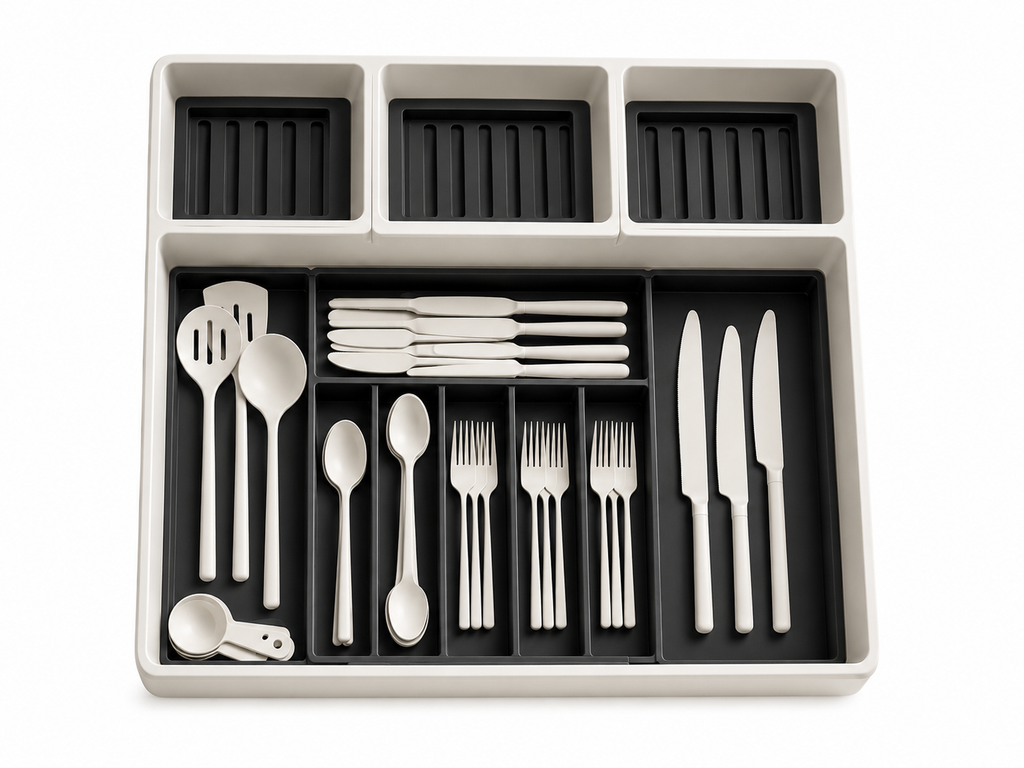 Expandable Bamboo Cutlery Drawer Organizer – Adjustable Kitchen Utensil Storage Tray