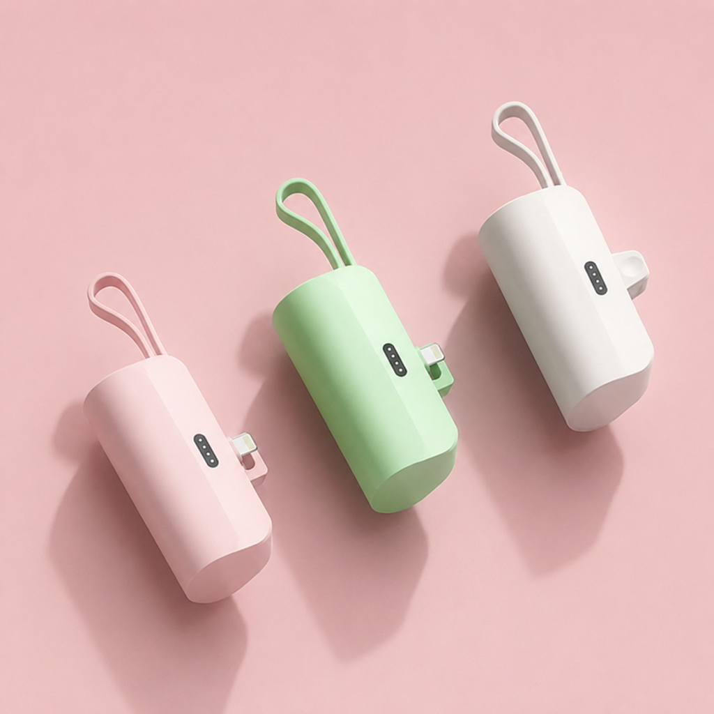 Mini Power Bank with Built-In Cables — Fast Charging for iPhone & Android | Up to 50,000mAh