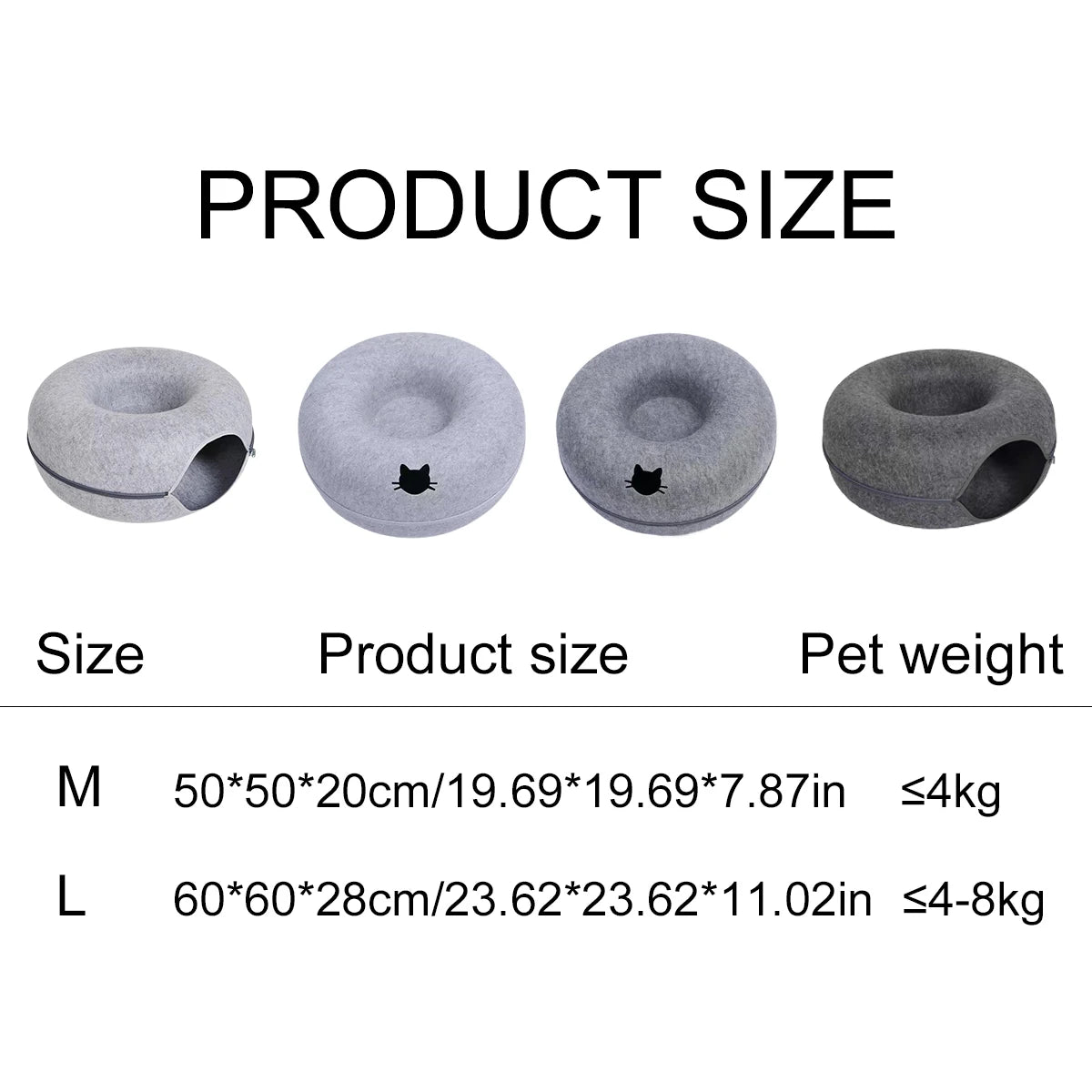 Interactive cat bed with top opening
in different size. 