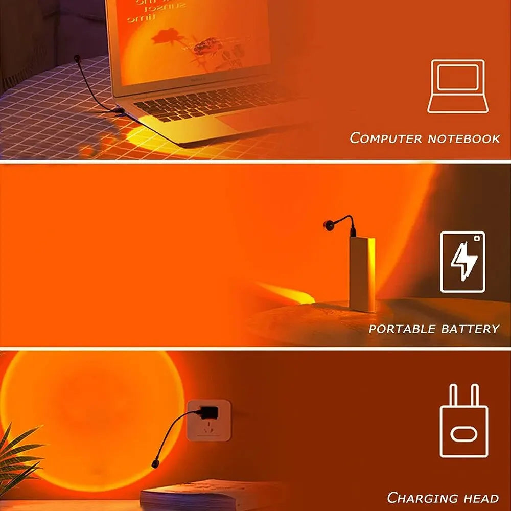 Sunset Glow LED Projection Lamp – USB Ambient Room Light