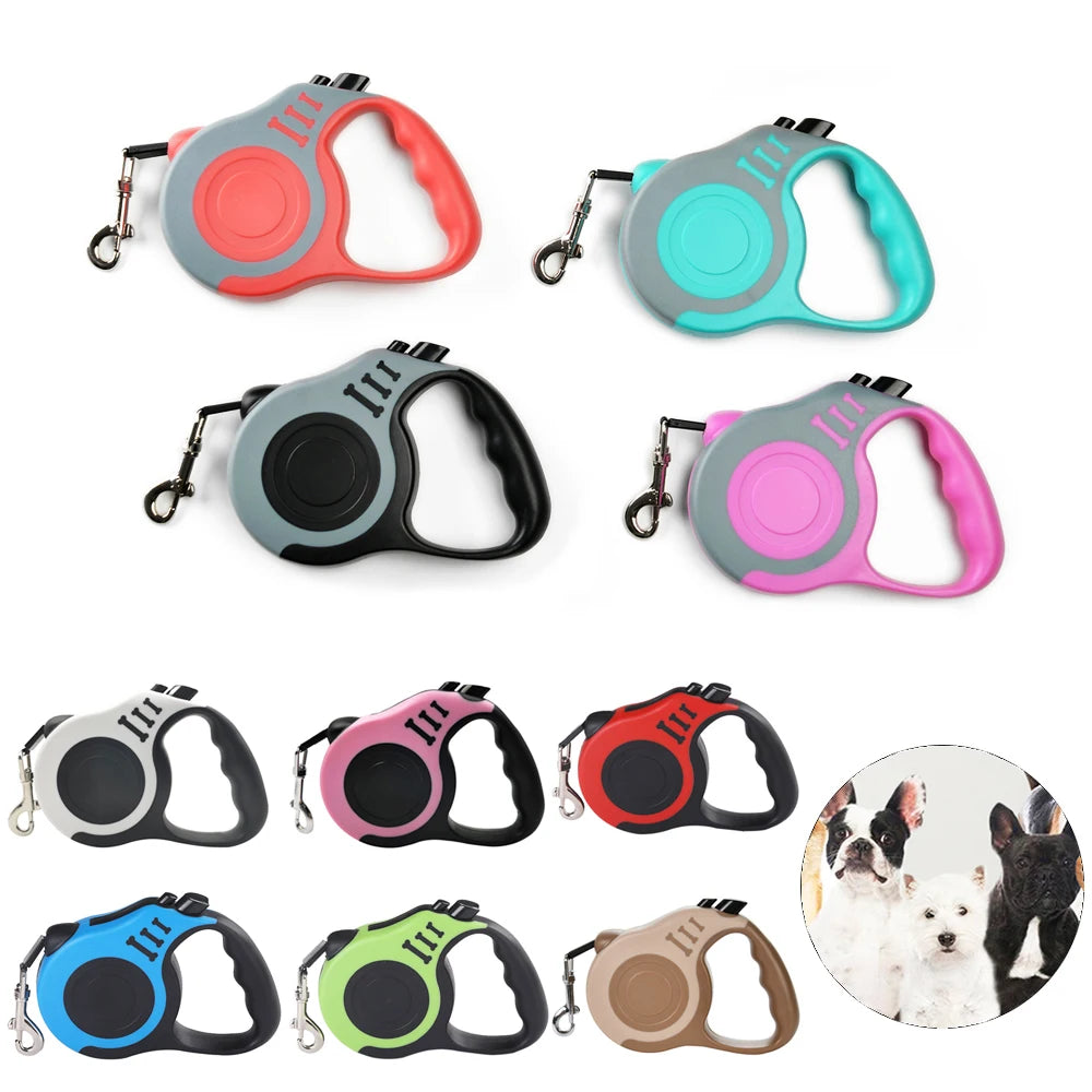 Retractable Dog Leash with One-Hand Brake & Durable Nylon Lead