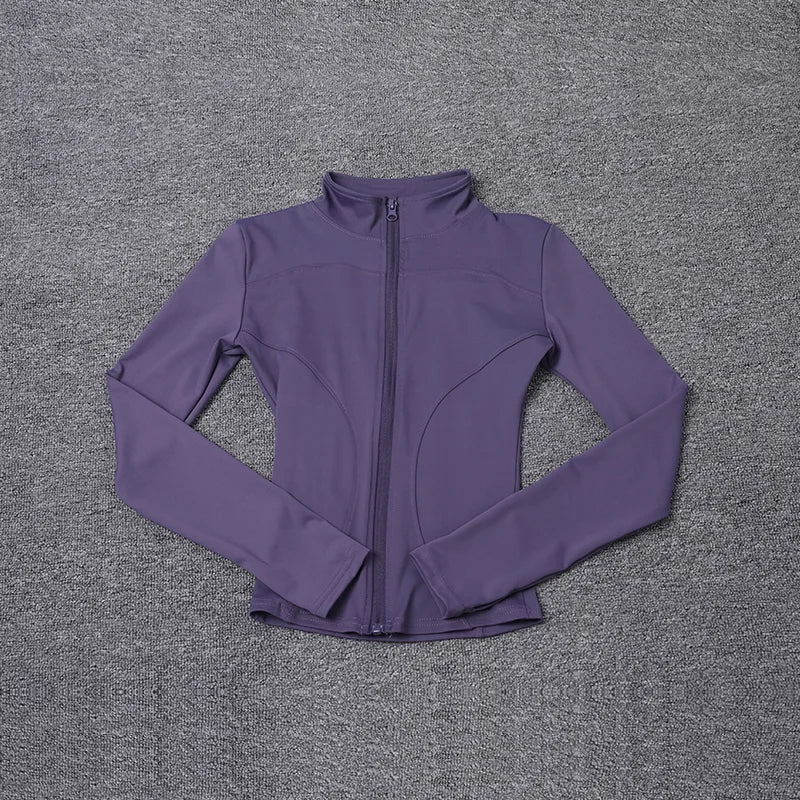 Purple jacket on a gray textured background