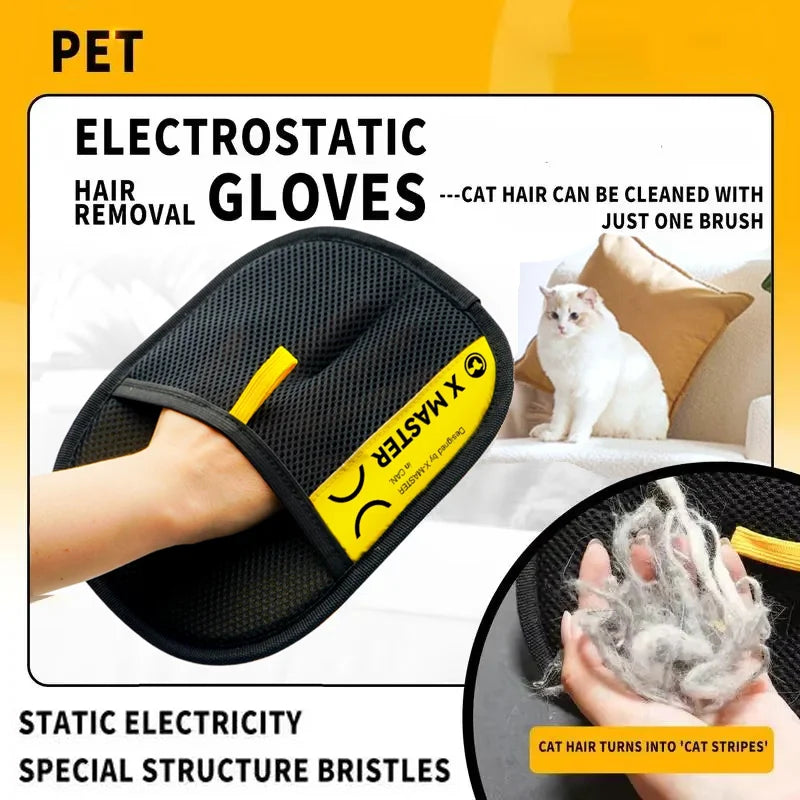 Reusable electrostatic pet hair removal gloves
