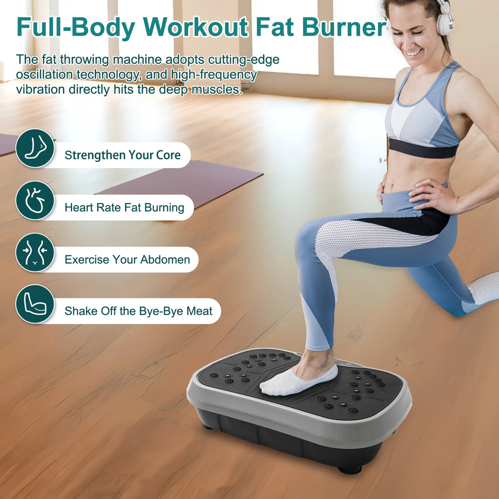 Whole Body Vibration Plate Exercise Machine with Resistance Bands & Remote Control