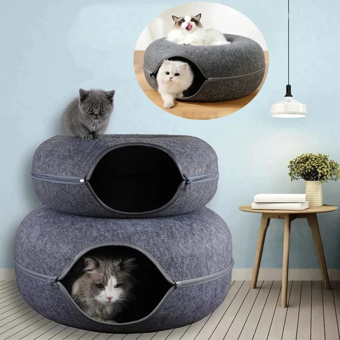 Modern round cat hideaway bed
