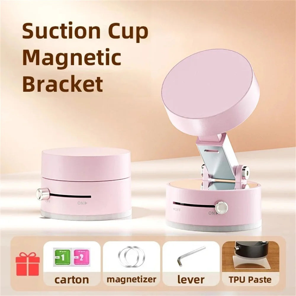 360° Magnetic Vacuum Suction Phone Holder for Car, Desk & Mirror