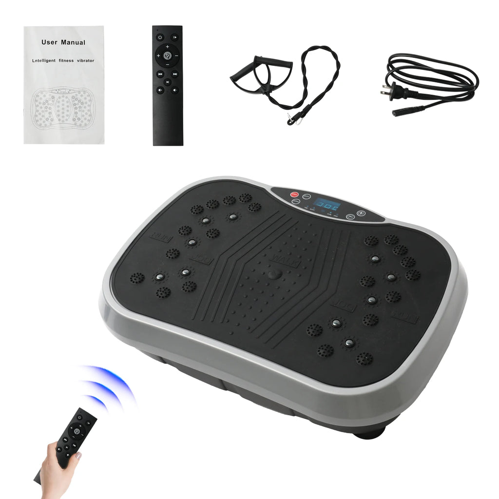 Whole Body Vibration Plate Exercise Machine with Resistance Bands & Remote Control
