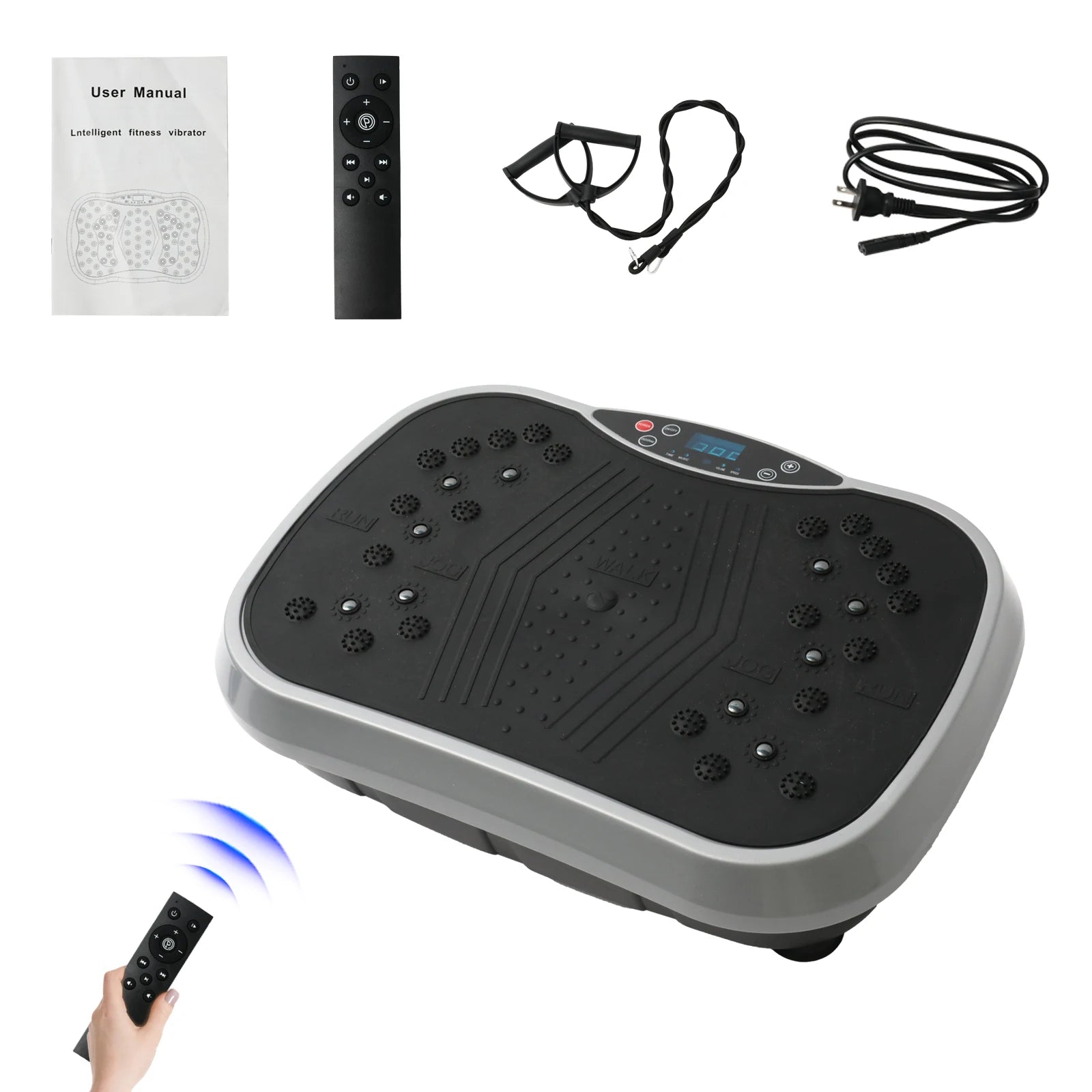 Whole Body Vibration Plate Exercise Machine with Resistance Bands & Remote Control