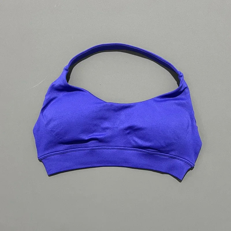 Women's Seamless Halter Sports Bra - High Support, Open Back & 26 Colors