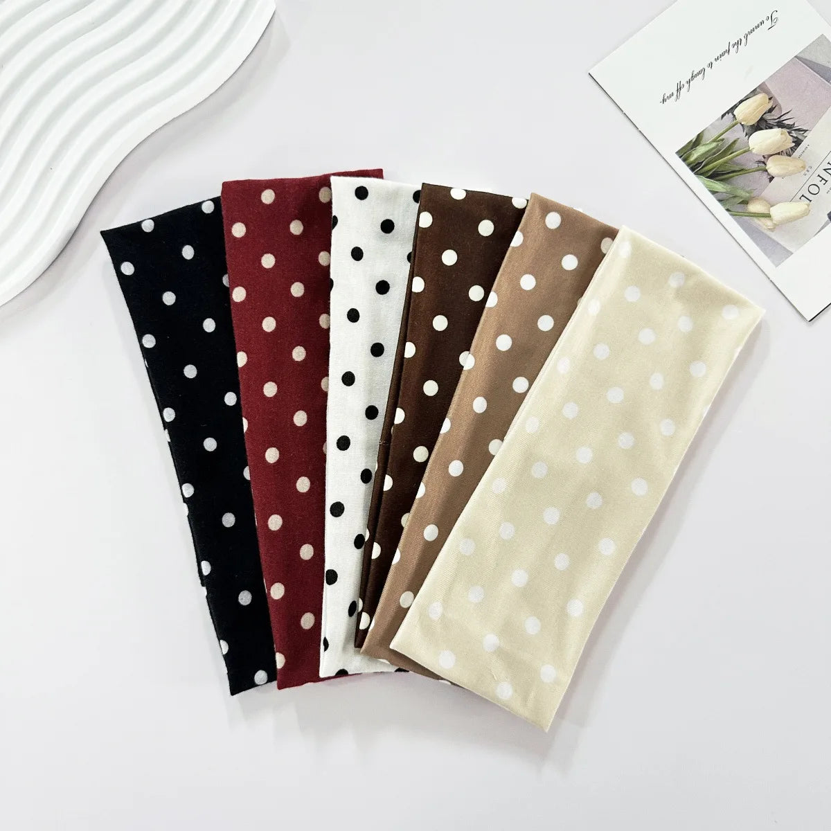 Soft cotton blend polka dot headband
