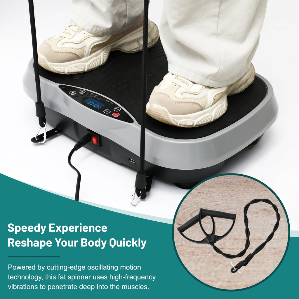 Whole Body Vibration Plate Exercise Machine with Resistance Bands & Remote Control