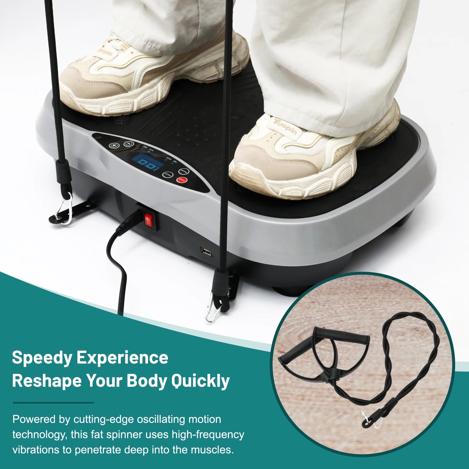 Whole Body Vibration Plate Exercise Machine with Resistance Bands & Remote Control