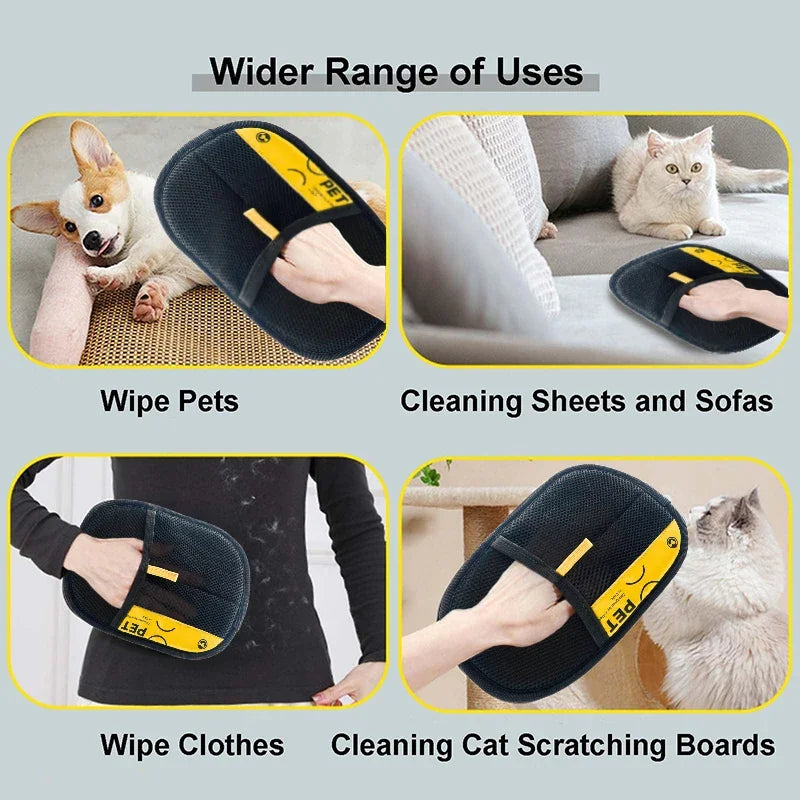 Dog and cat hair remover cleaning gloves
