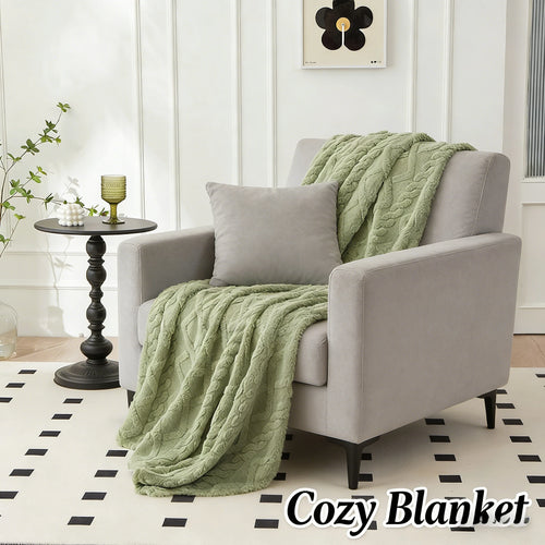 Jacquard Rhombus Velvet Throw Blanket - Double-Sided Soft Warm Blanket for Sofa & Bed