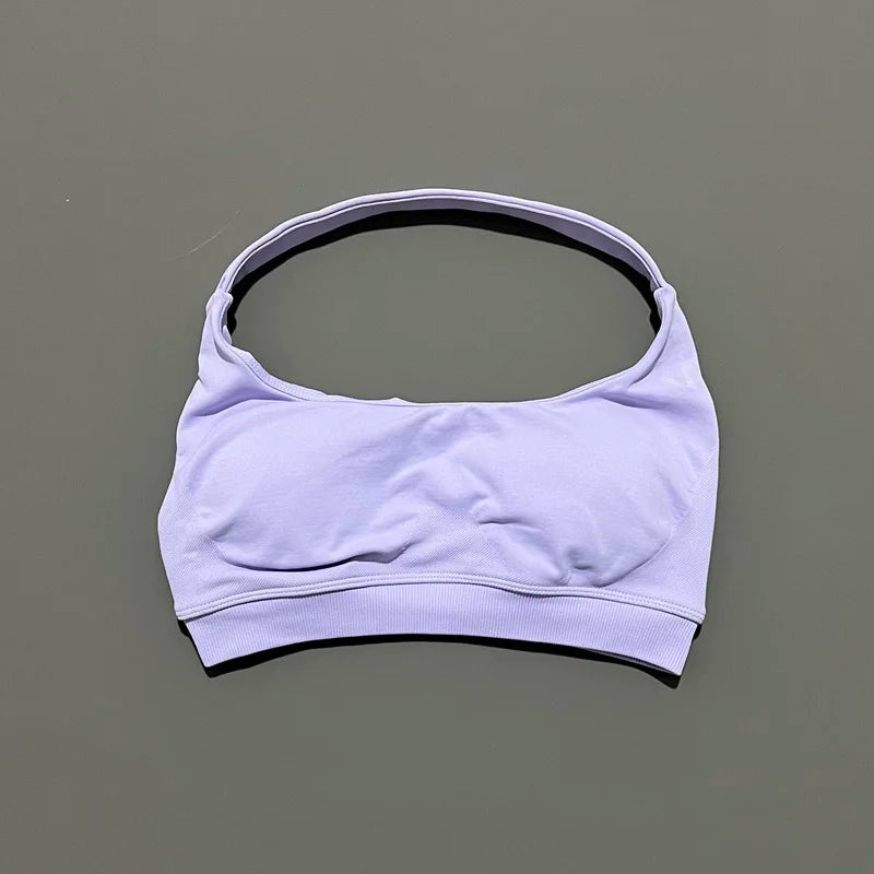 Women's Seamless Halter Sports Bra - High Support, Open Back & 26 Colors