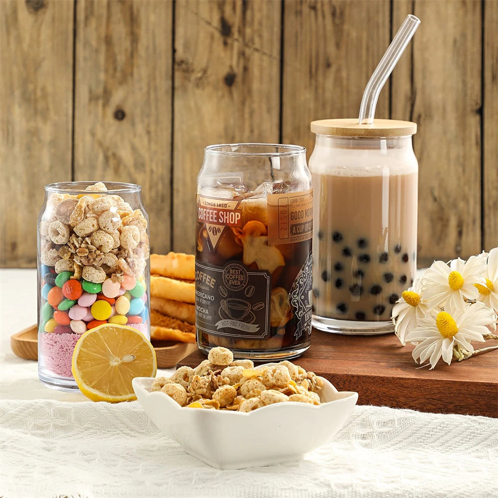 Reusable glass tumbler for cold drinks
