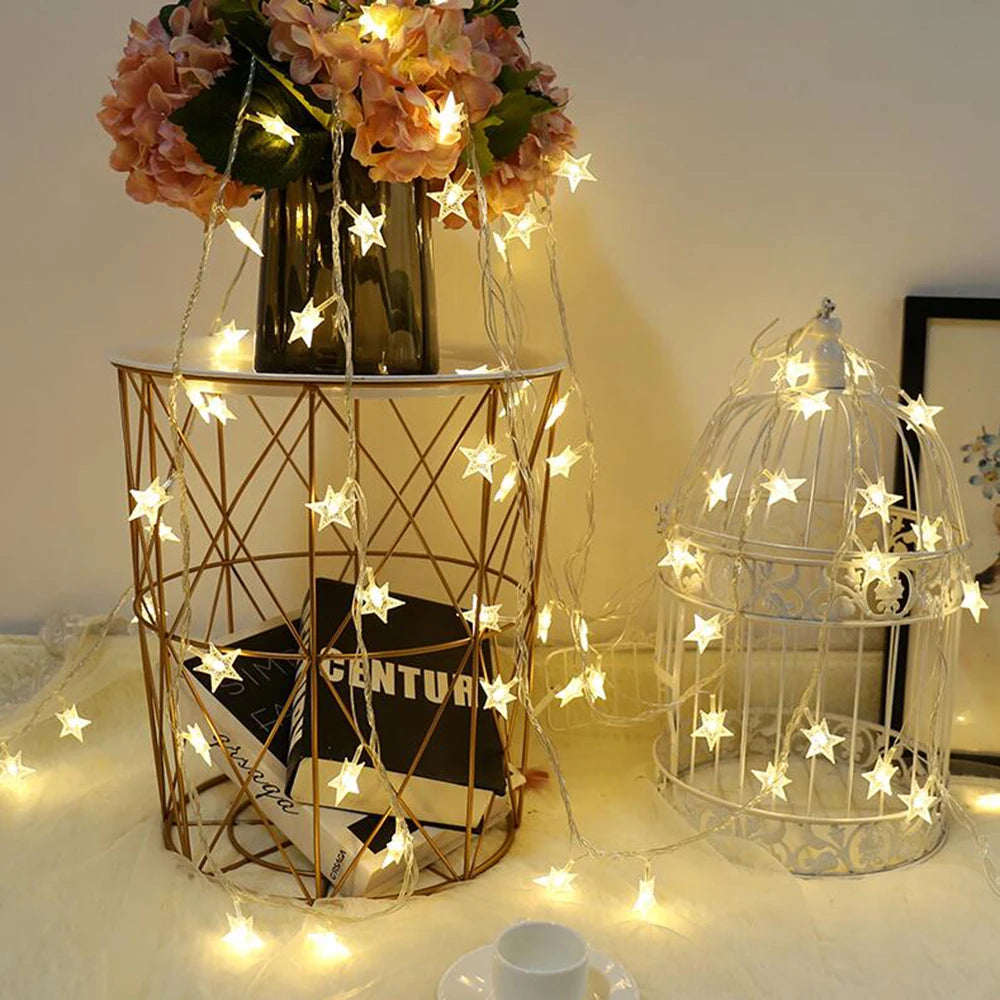 Star-shaped LED lights for home decoration.
