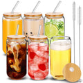Glass tumbler with bamboo lid and reusable straw
