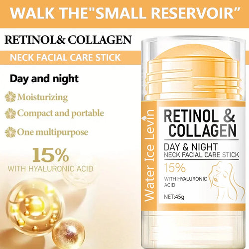 Retinol & Collagen Neck Firming Cream Stick - Day & Night Moisturizer for Neck & Decollete