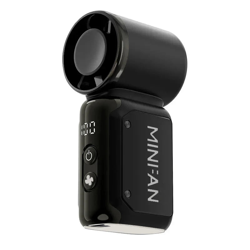 Black camera lens with digital display on a white background