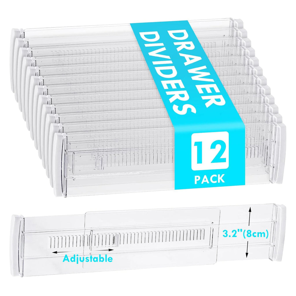 Clear expandable drawer organizer divider set
