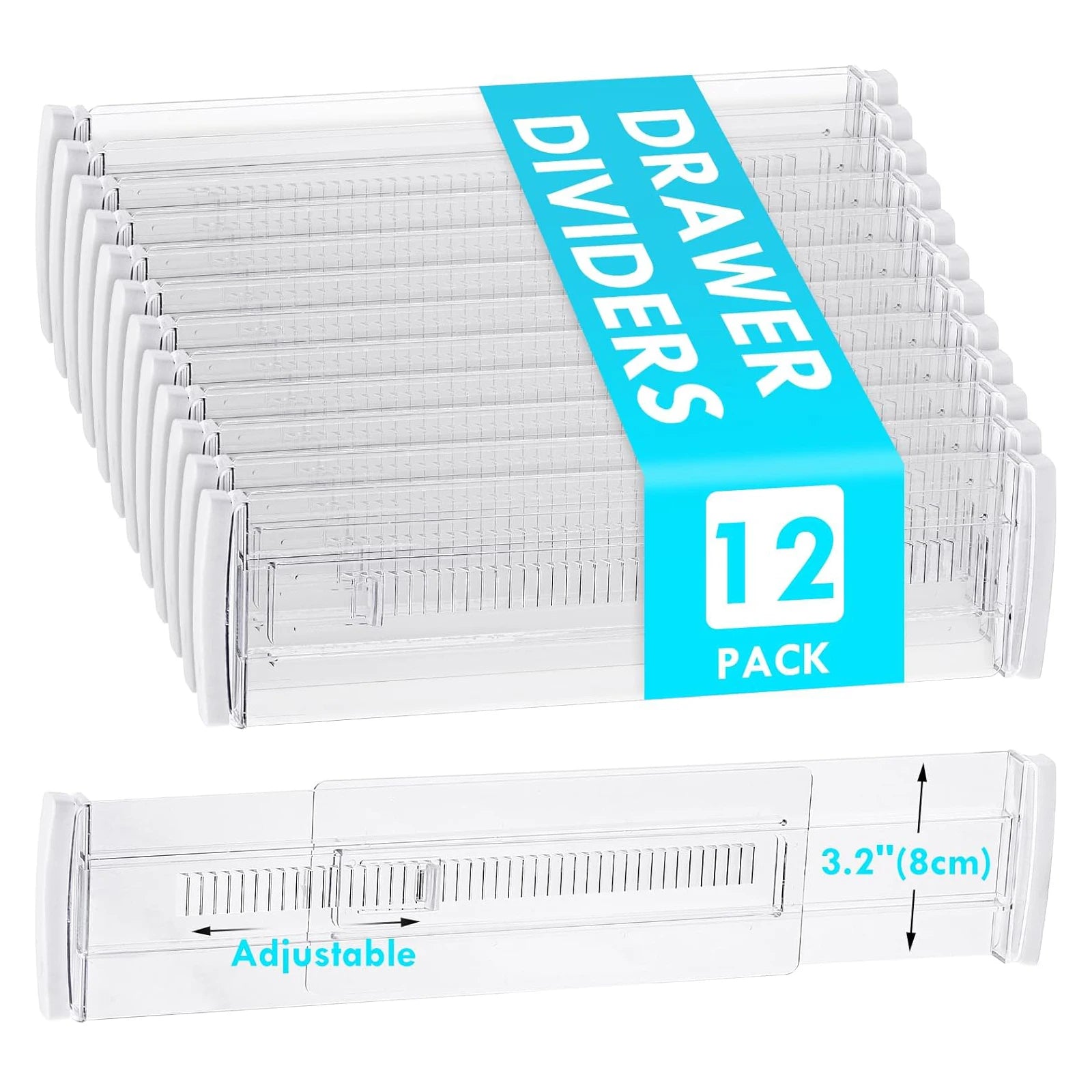 Clear expandable drawer organizer divider set
