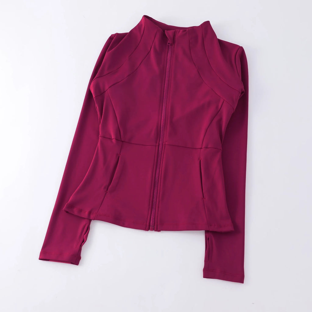 Maroon active wear long-sleeve. 