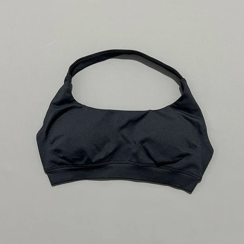 Women's Seamless Halter Sports Bra - High Support, Open Back & 26 Colors