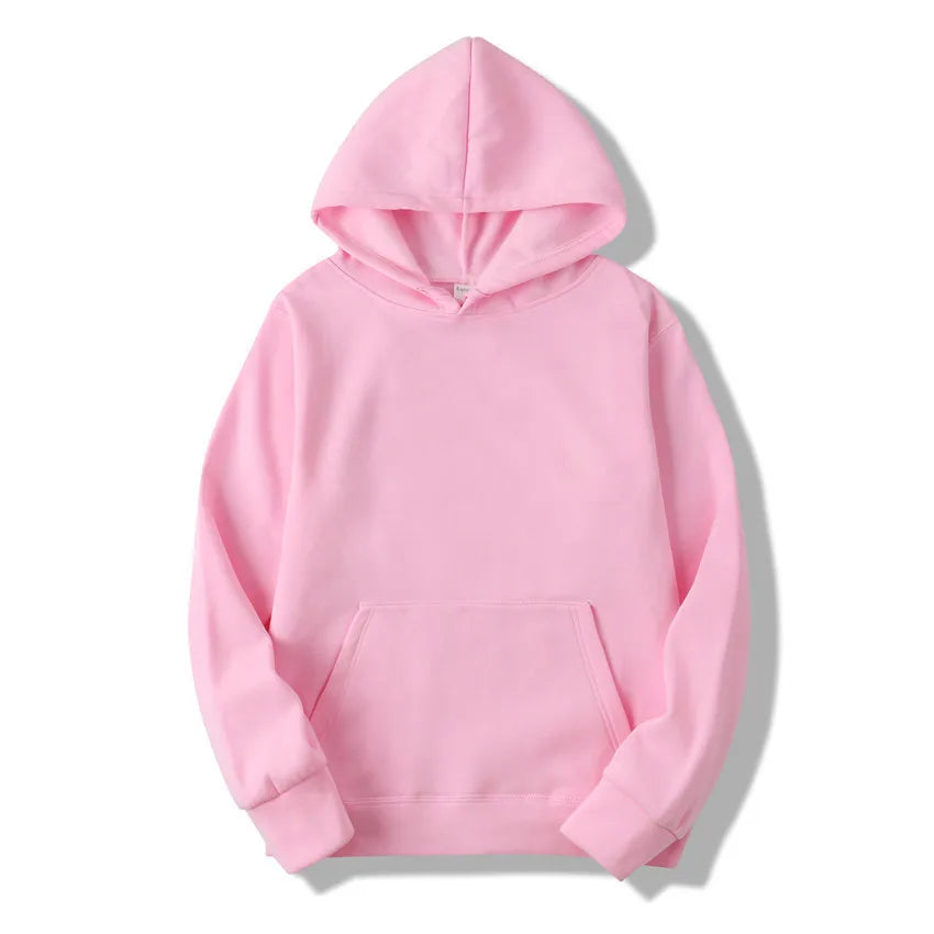 Cozy pink  pullover hoodie for casual and active lifestyles.
