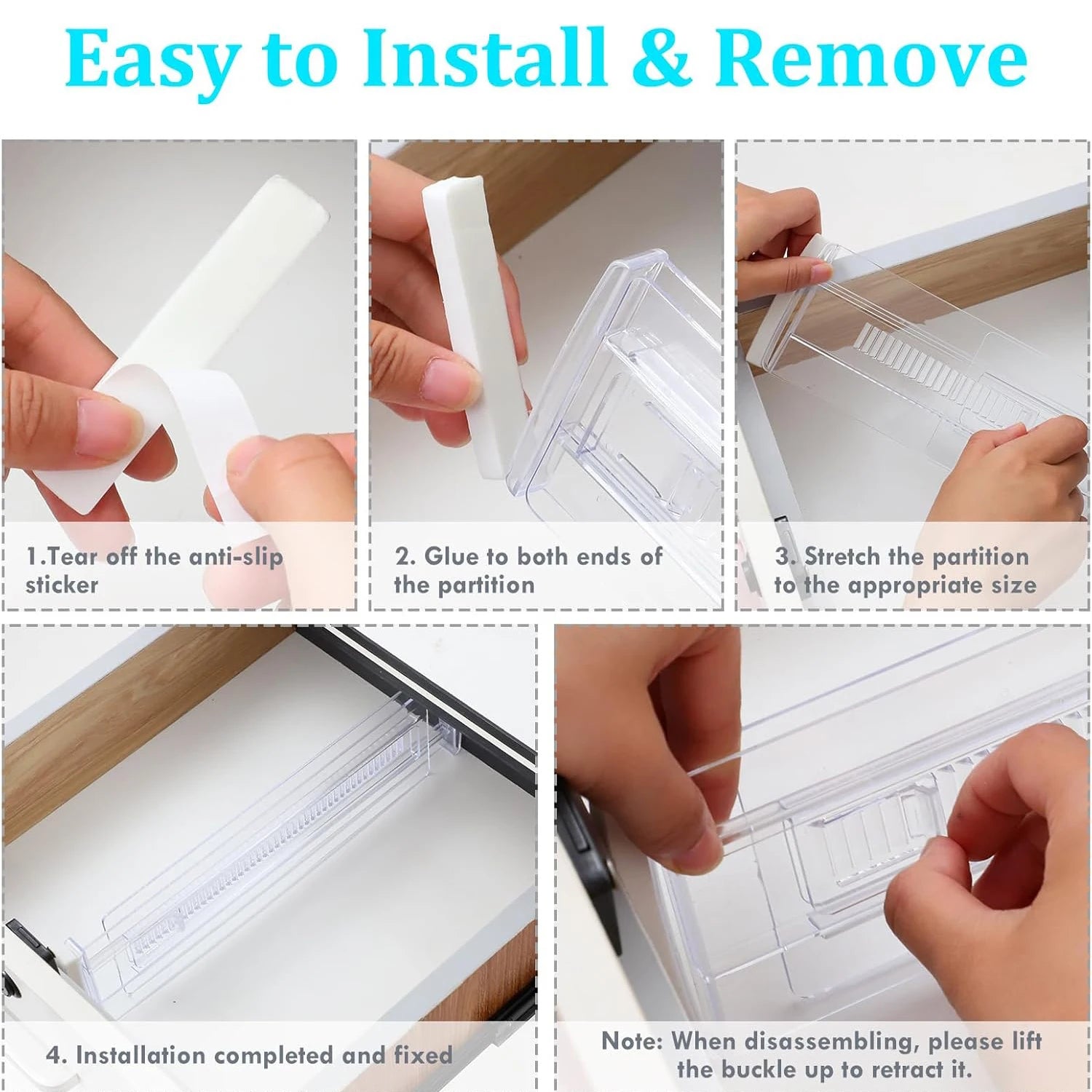 Step-by-step guide on how to install a clear partition with anti-slip stickers.