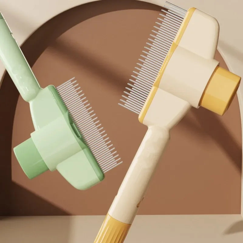 Dog grooming brush with one-click hair removal
