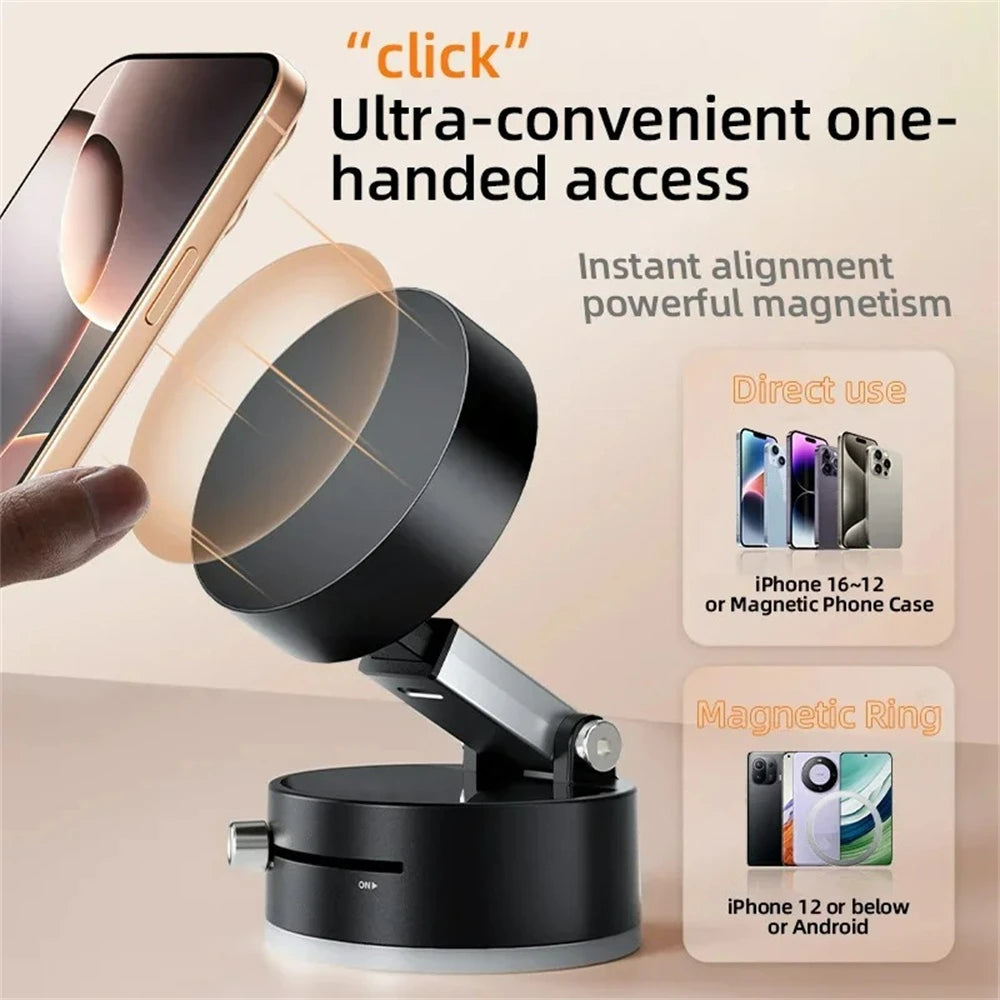 360° Magnetic Vacuum Suction Phone Holder for Car, Desk & Mirror