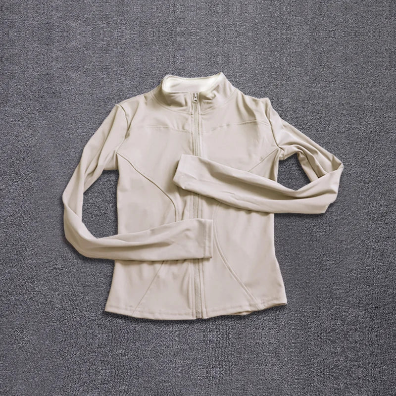 Beige activewear  jacket. 