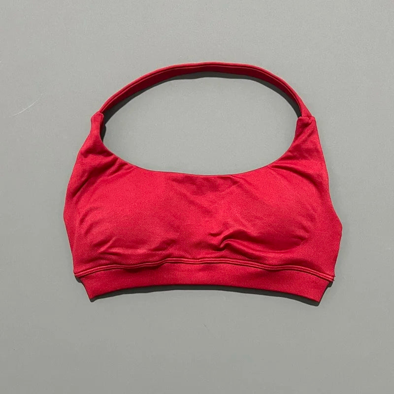 Women's Seamless Halter Sports Bra - High Support, Open Back & 26 Colors