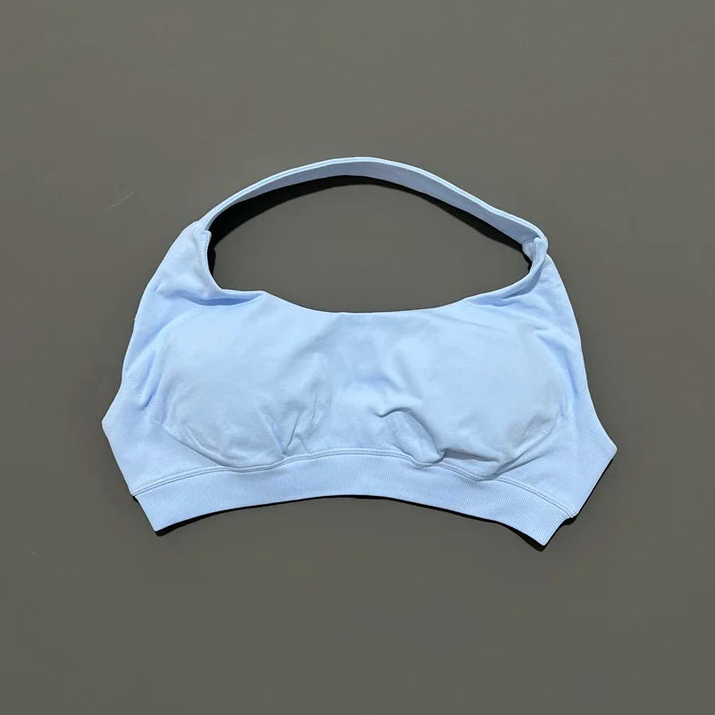 Women's Seamless Halter Sports Bra - High Support, Open Back & 26 Colors