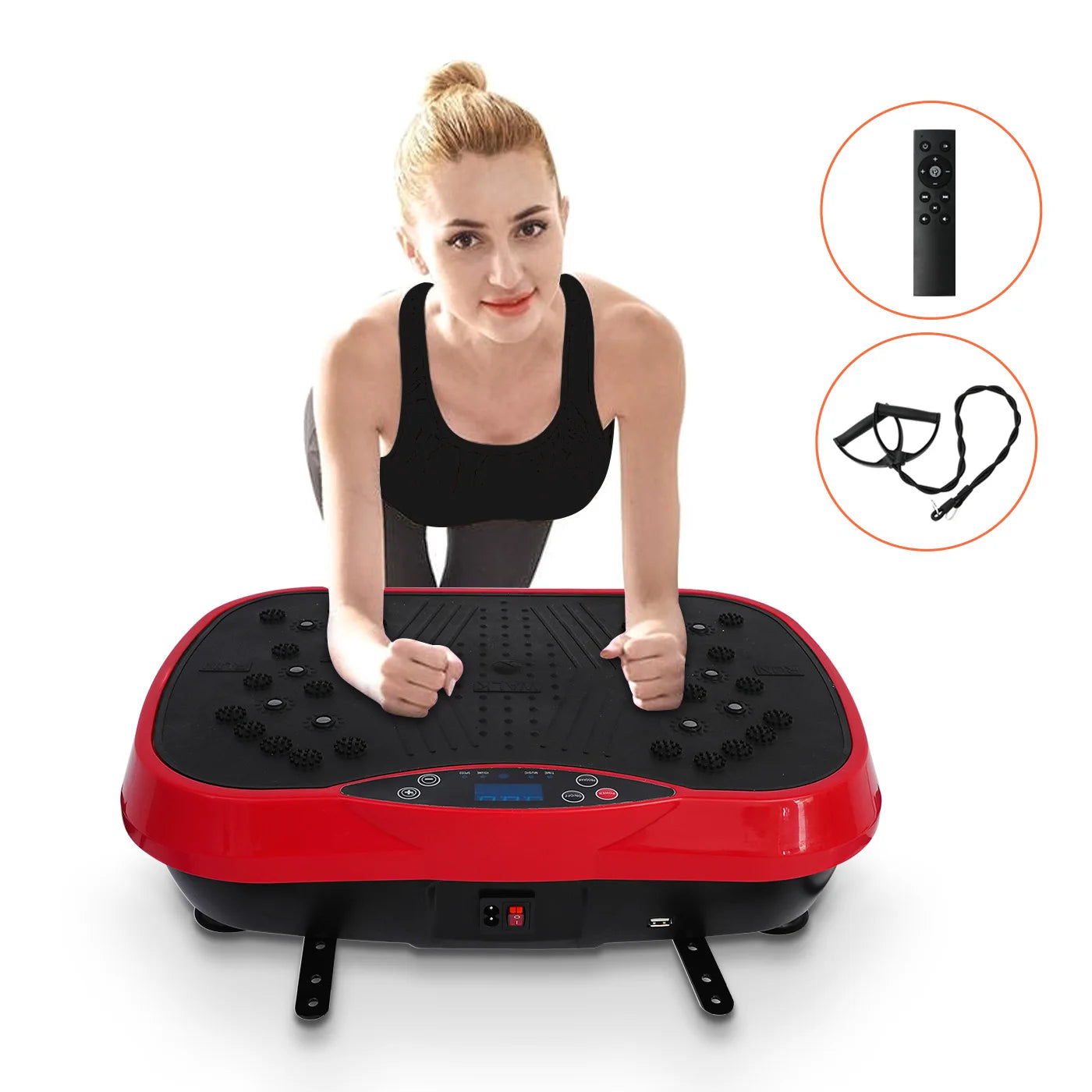 Whole Body Vibration Plate Exercise Machine with Resistance Bands & Remote Control