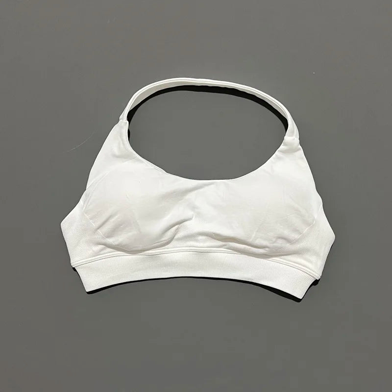 Women's Seamless Halter Sports Bra - High Support, Open Back & 26 Colors