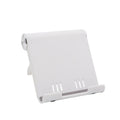 Adjustable foldable phone stand in white
