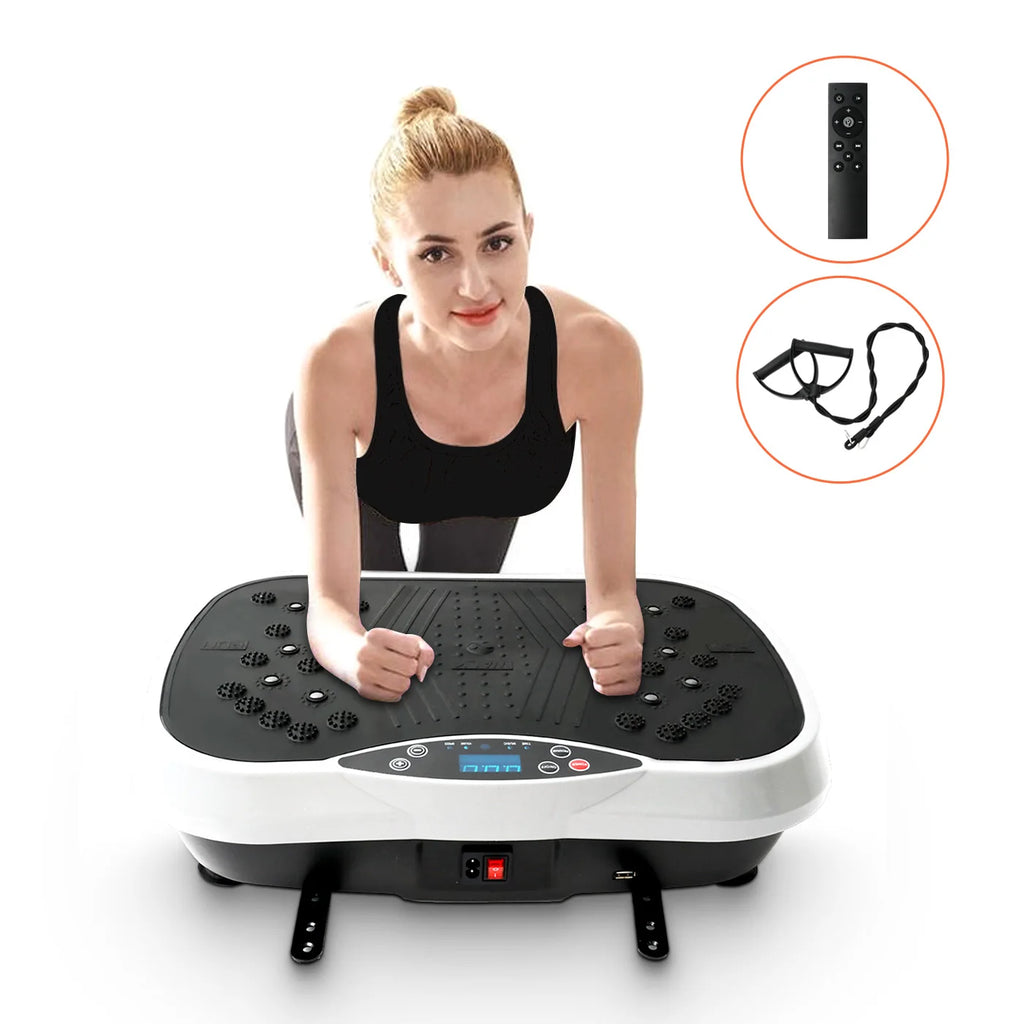 Whole Body Vibration Plate Exercise Machine with Resistance Bands & Remote Control