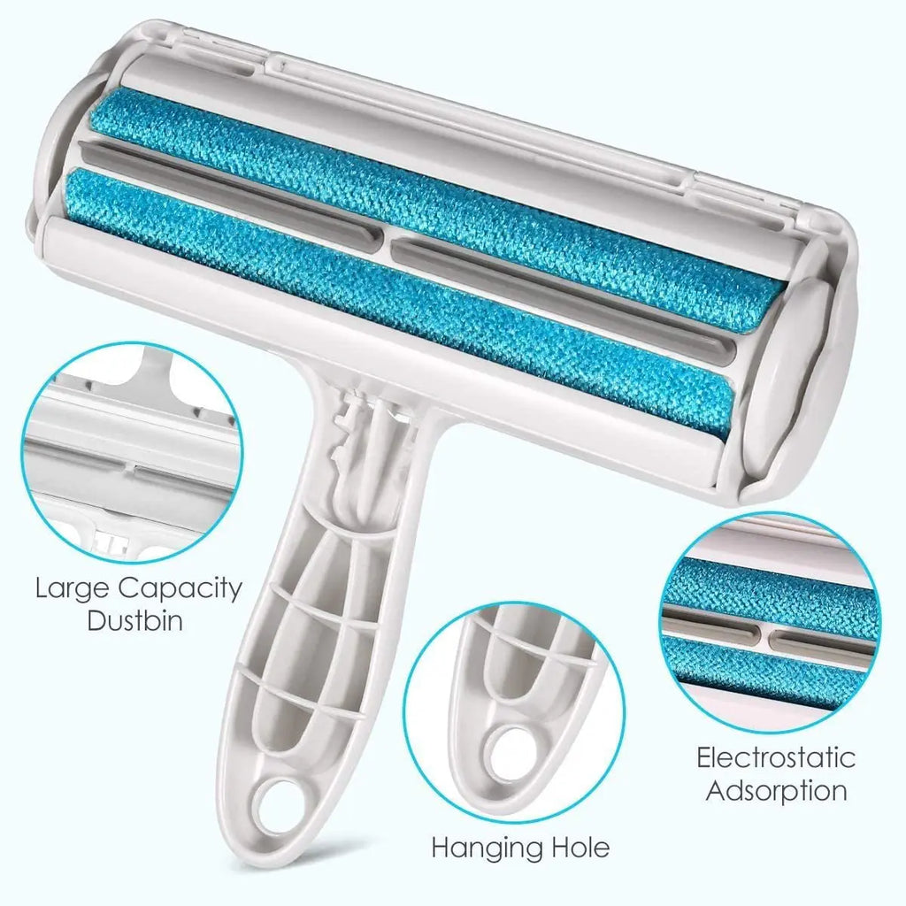 Self-cleaning lint roller for pet hair removal
