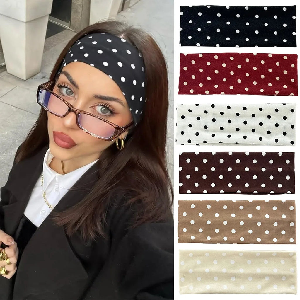 Women’s black polka dot stretch headband
