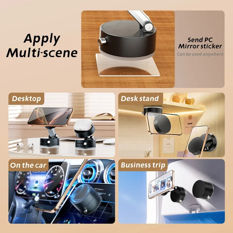 Multifunctional device with various uses including desktop, desk stand, on car, and business trip scenarios.
