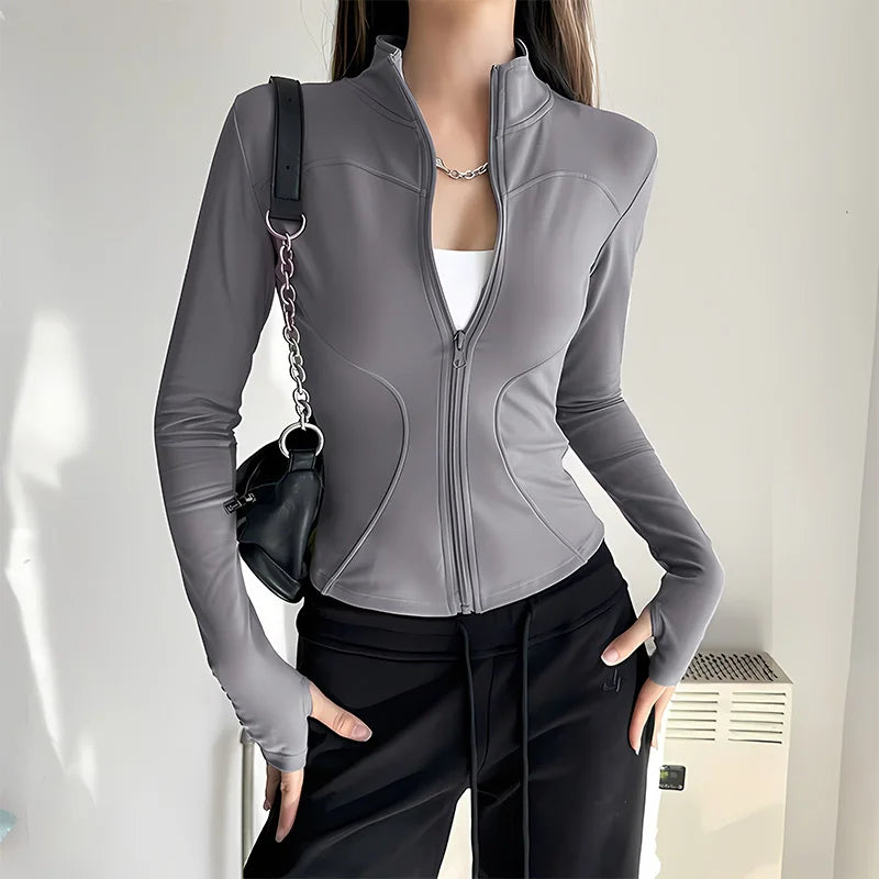 Women's Quick-Dry Athletic Jacket – Lightweight Running & Gym Zip-Up