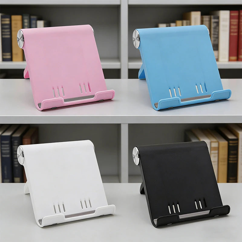 Adjustable foldable phone stand in white
