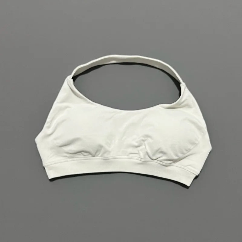 Women's Seamless Halter Sports Bra - High Support, Open Back & 26 Colors