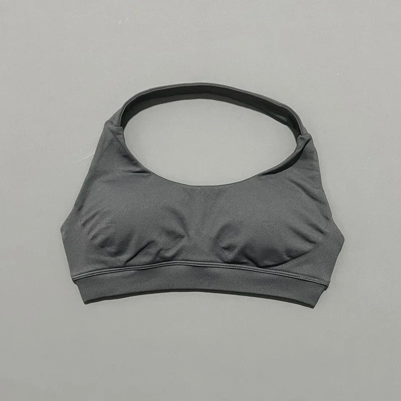 Women's Seamless Halter Sports Bra - High Support, Open Back & 26 Colors